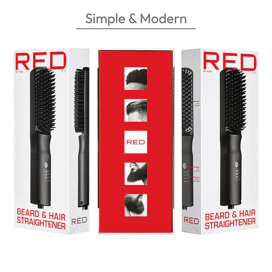 RED PRO BEARD & HAIR STRAIGHTENER