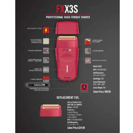 BABYLISS PRO FX3 CORDLESS SHAVER