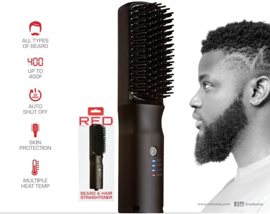 RED PRO BEARD & HAIR STRAIGHTENER