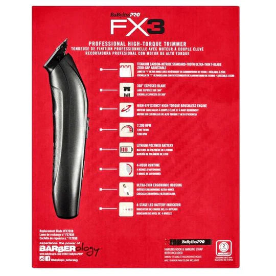 BABYLISS PRO FX3 PROFESSIONAL HIGH TORQUE TRIMMER - BLACK