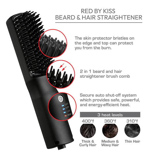 RED PRO BEARD & HAIR STRAIGHTENER