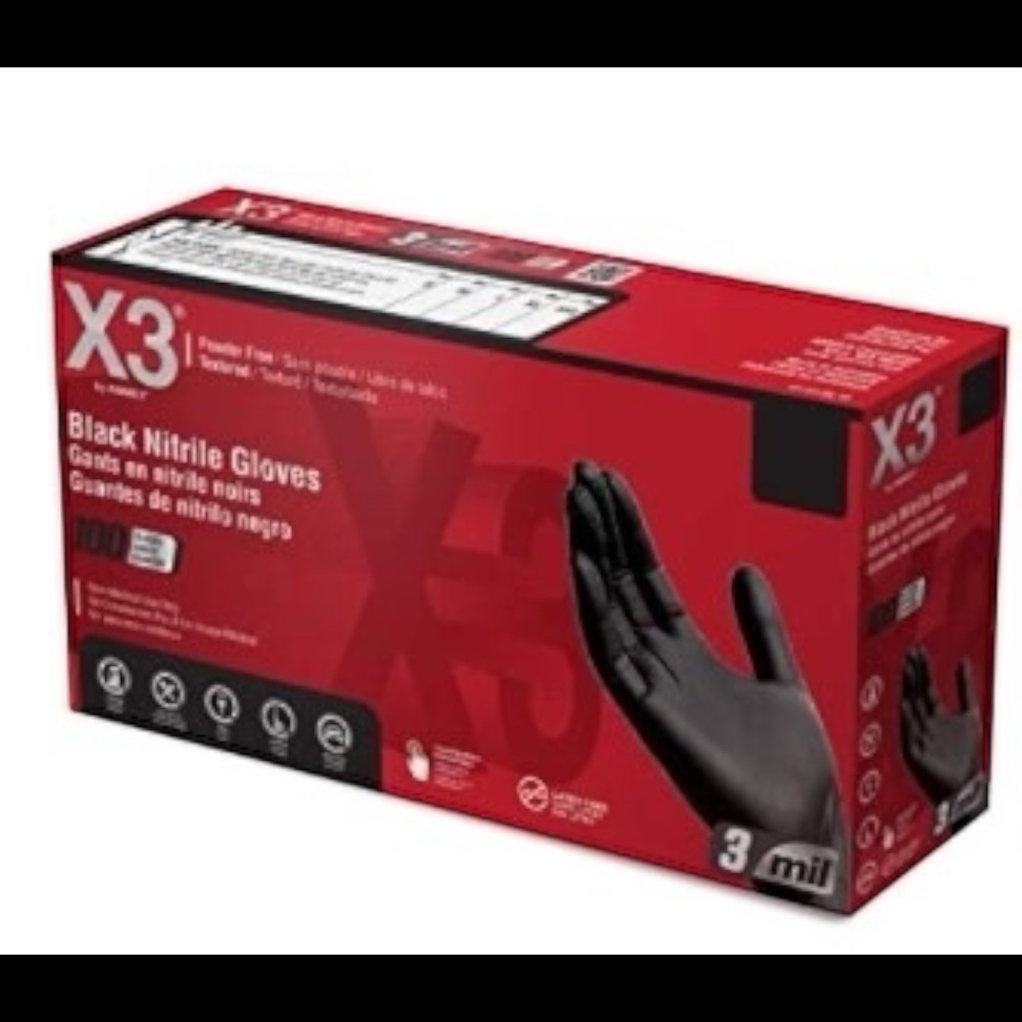 AMMEX X3 Black Nitrile Gloves