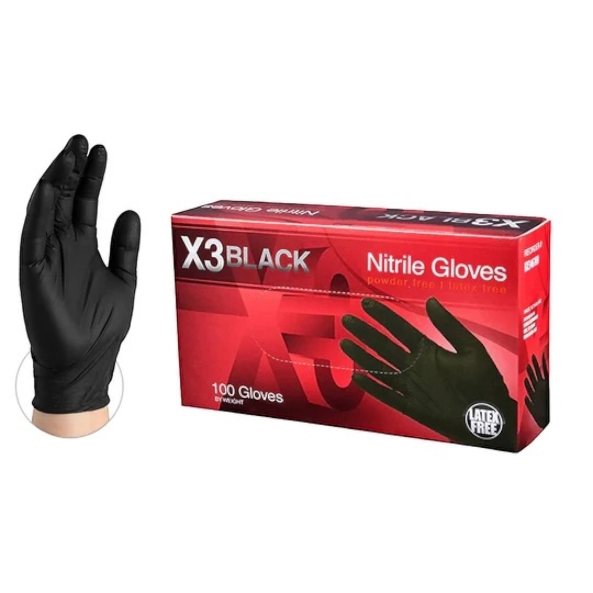 AMMEX X3 Black Nitrile Gloves