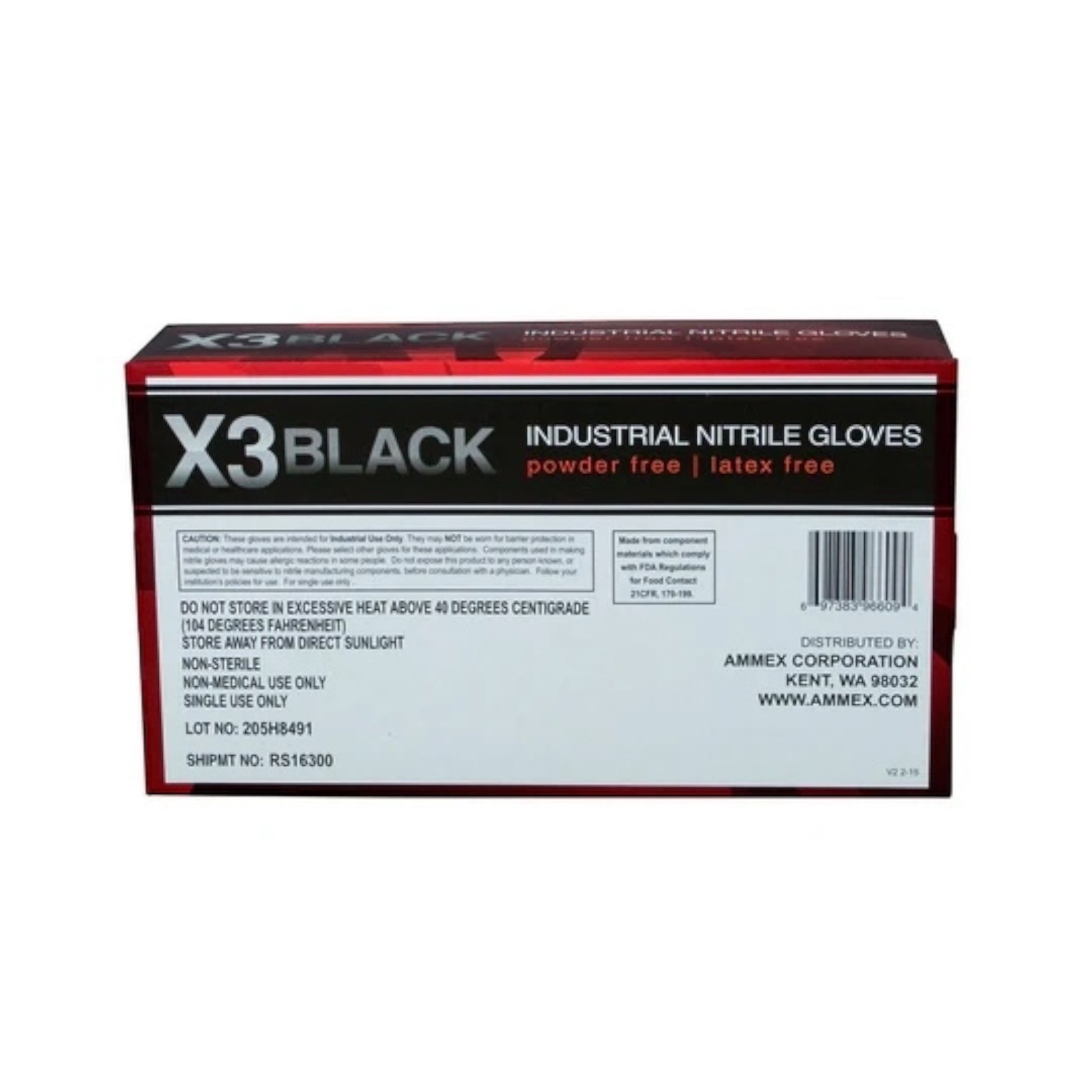 AMMEX X3 Black Nitrile Gloves