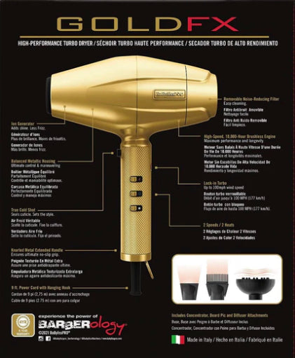 BABYLISS PRO GOLDFX HIGH PERFORMANCE TURBO DRYER - GOLD