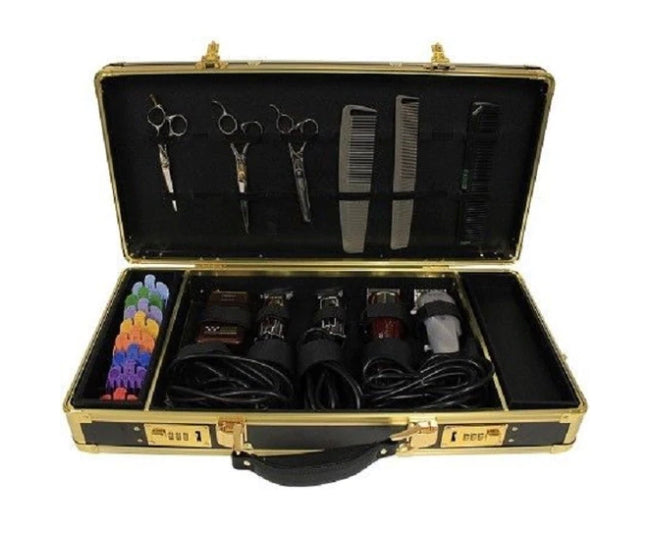 HAIRART BARBER CASE, BARBER KIT TOOL CASE GOLD AND BLACK