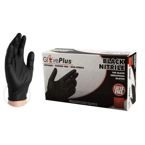 Glove Plus Black Nitrile Gloves 100 Pcs